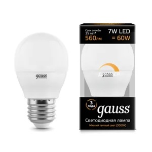 Лампа Gauss LED Globe-dim E27 7W 3000К диммируемая Улыбка Света